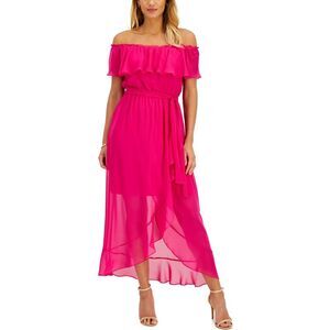 Sl Fashions Womens Ruffed Ruffled Dress, Purple, NWT